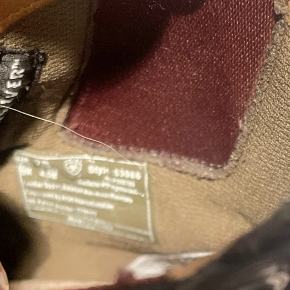 Ariat heritage Black Zipper Bohemian Trendy Leather Stack Heel Lace-Up Boots 7 - Picture 6 of 7